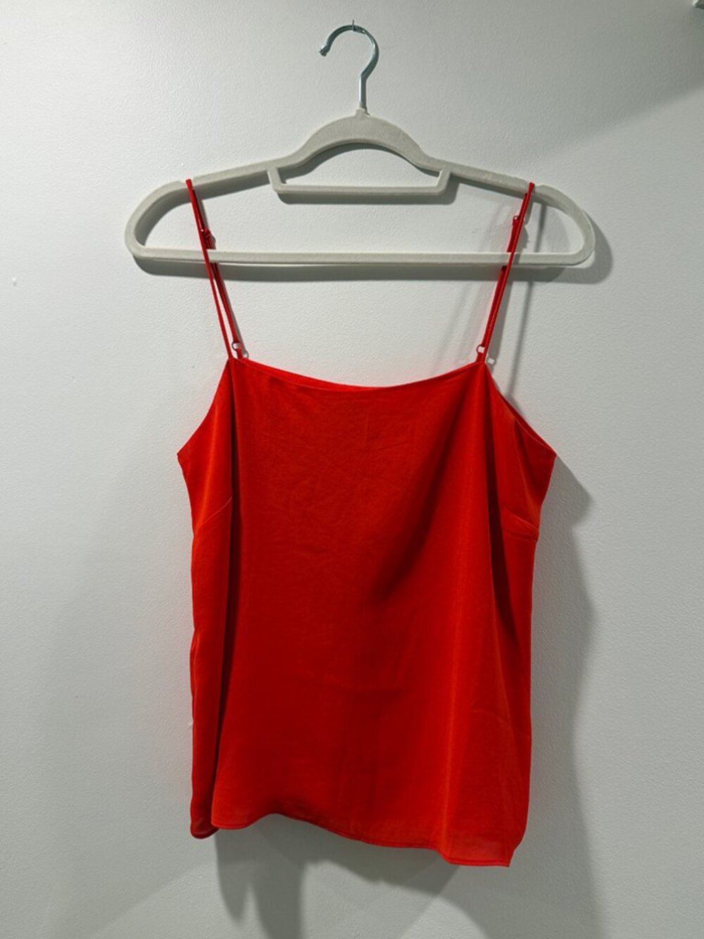H&M Red Orange Satin Cami Tank Top Adjustable Straps Size M